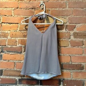 Anna Cole Striped Blue & White Swim Tank Top with Orange Trim. Size: M